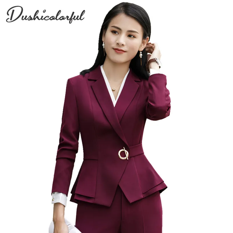 

Dushicolorful Spring Autumn Office Lady Blazer Fashion 2019 New women blazer suit ladies jacket Full Sleeve Elegant Work Blazers