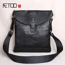 AETOO The first layer of leather ultra-thin men's casual small shoulder bag shoulder bag men's leather Messenger bag new men's aetoo handbags women s leather bag retro literary lady first layer of leather shoulder bag casual personality hit the color