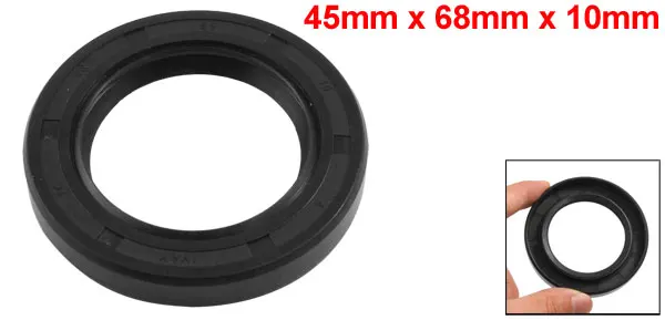 NBR TC 45mm x 68mm x 10mm Metal Spring Double Lip Oil Shaft Seal Black