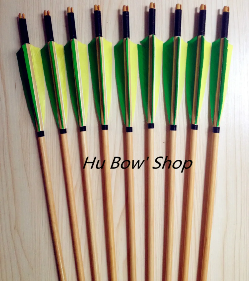 

12pcs wooden Arrows handmade turkey feather longbow hunting lovers