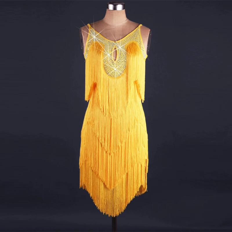 fringe dress yellow