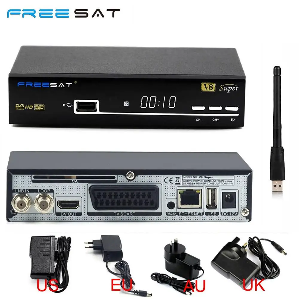 

Original V8 Super DVB-S2 Satellite TV Receiver With Full 1080P HD upport PowerVu Key Cccamd Newcamd Youtube Youporn Set Top Box