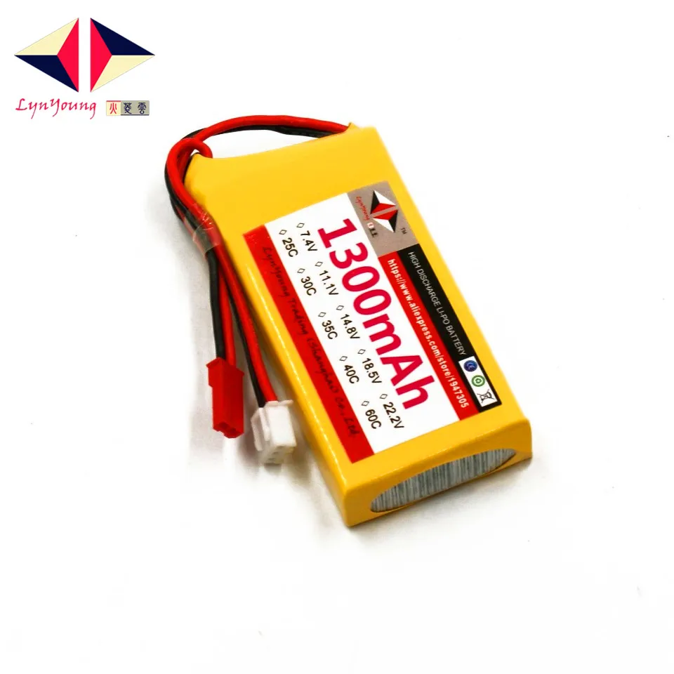 

LYNYOUNG 2S RC LiPo battery 7.4v 1300mAh 35C Max 70C For RC airplane drone BOAT car AKKU