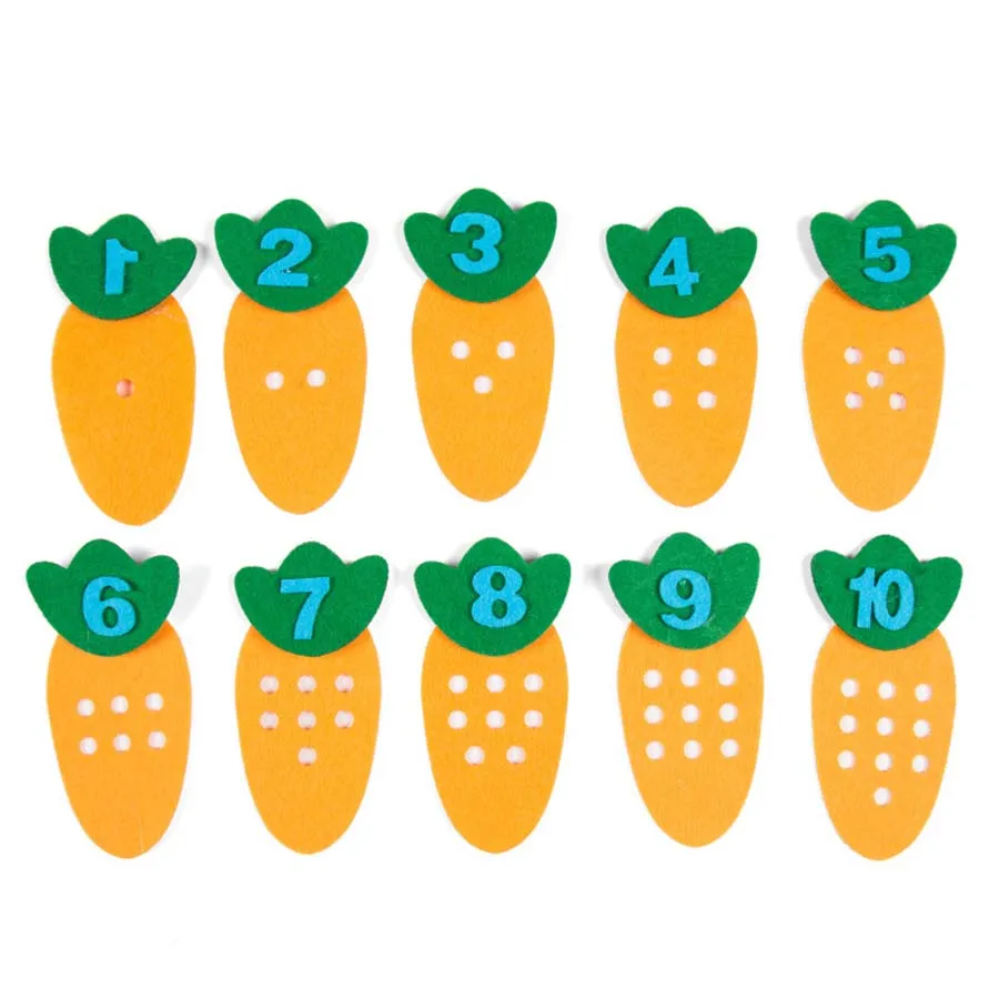 10 шт. нетканые 3D головоломки морковь номер цифровой Монтессори обучение в детском саду Развивающие игрушки для детей От 1 до 5 лет