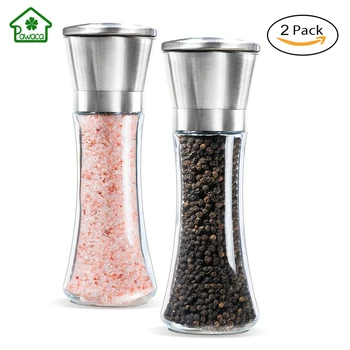 

2Pcs Salt and Pepper Grinder Shaker Stainless Steel kitchen hand tools Salt And Pepper Mill with Adjustable Rotor manual grinder