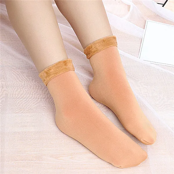 1 пара зимних теплых женских теплых шерстяных кашемировых зимних носков бесшовное бархатное сапоги женские носки для сна - Цвет: Beige