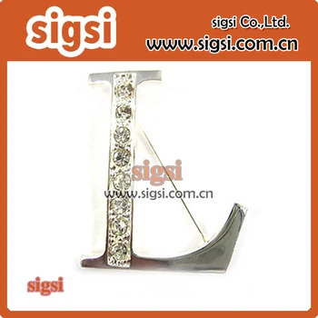 

100pcs alphabet acrylic decorative rhinestone letter L initial brooch pin