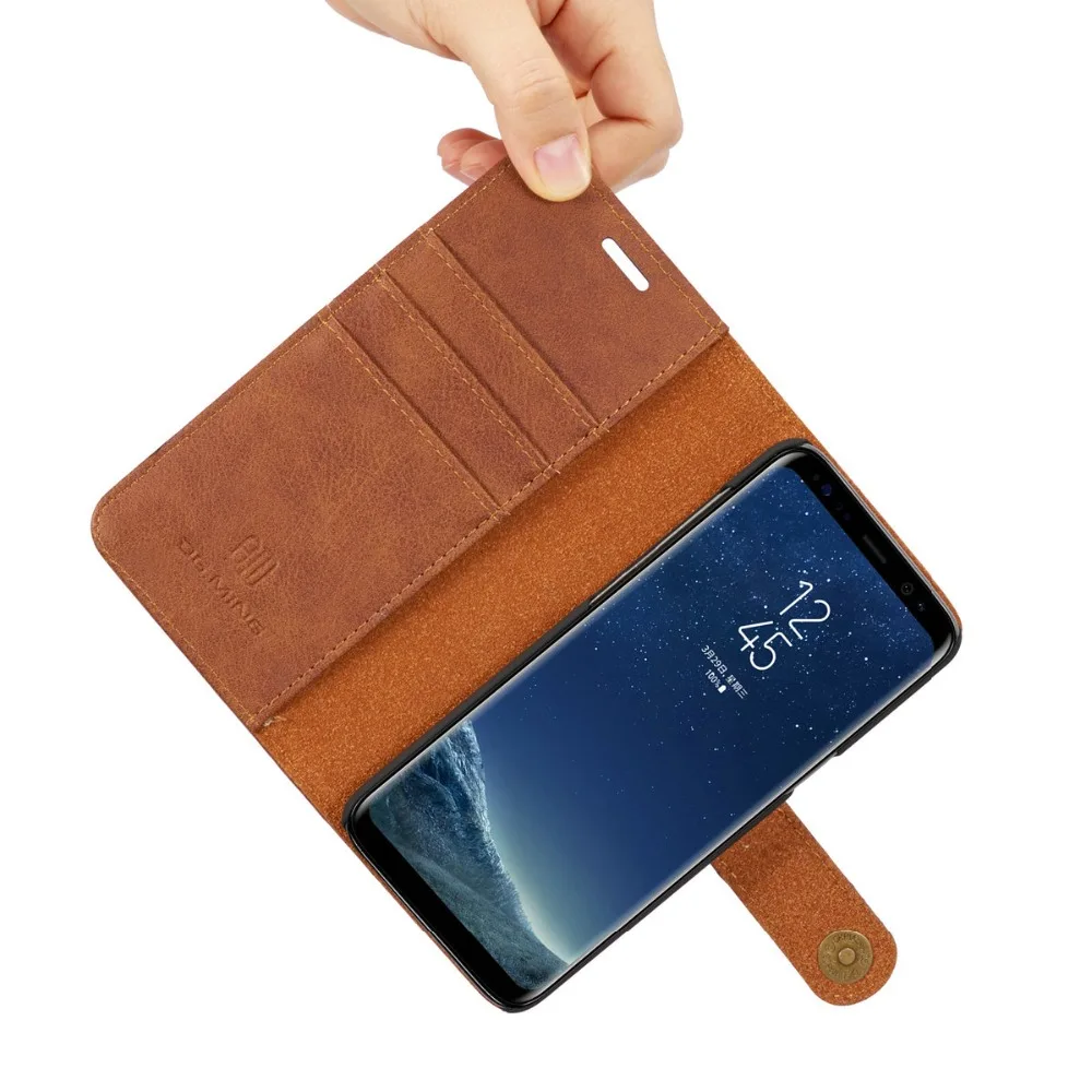 Роскошный Съемный чехол для Samsung Galaxy S8 S9 S10 Plus Двухслойный Кожаный бумажник флип