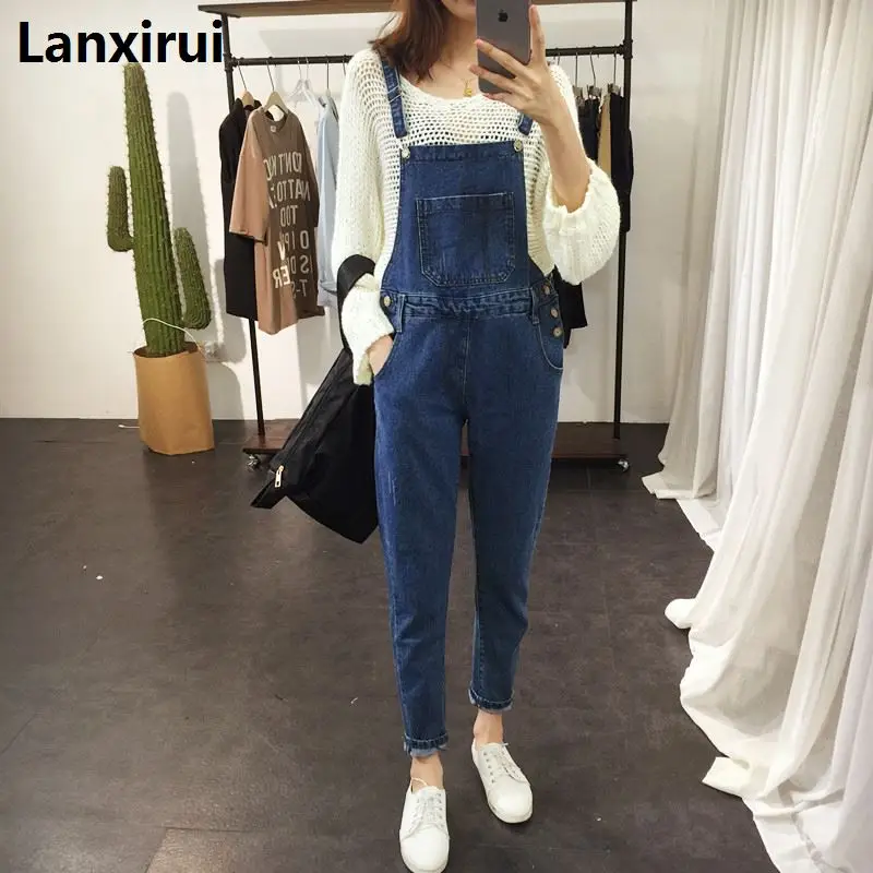 New Women Ripped Denim Jumpsuits Casual Sexy Stretch Romper Simple Denim Pencil Overalls Stretch Slim Dungarees