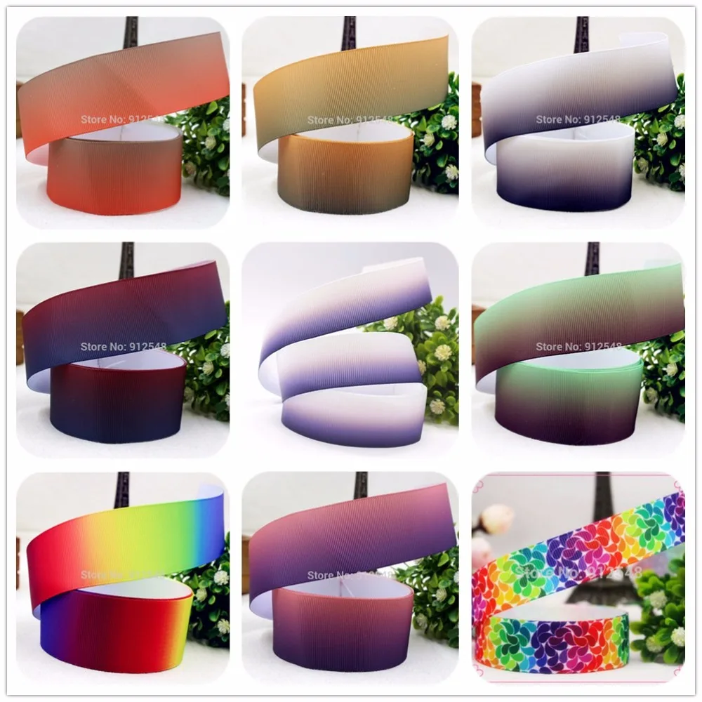 

YJHSMY 1641320,38MM Gradient color Series Printed grosgrain ribbon, DIY handmadeHair accessories Material wedding gift wrap