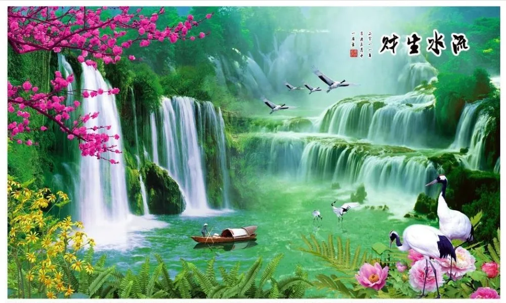 3d photo wallpaper Custom High end murals for walls 3 d Bamboo shoots mountains and fogs birds flowers decor | Обустройство дома