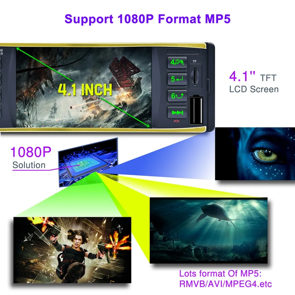 4 1 дюймовый 4019B автомобильный радиоприемник MP5 плеер Din HD 800*480 Bluetooth FM/AUX/USB/TF