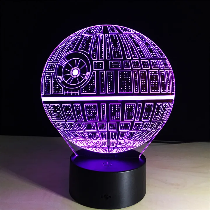 Ночники 3D Death Star оптическая визуализация иллюзионная лампа Звездные войны DS