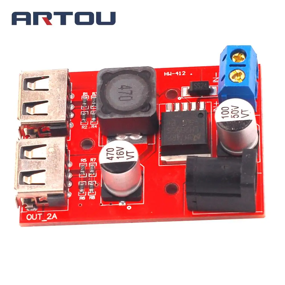 LM2596 LM2596S двойной USB преобразователь 9 В 12 24 36 до 5 3 А понижающий плата автомобильное