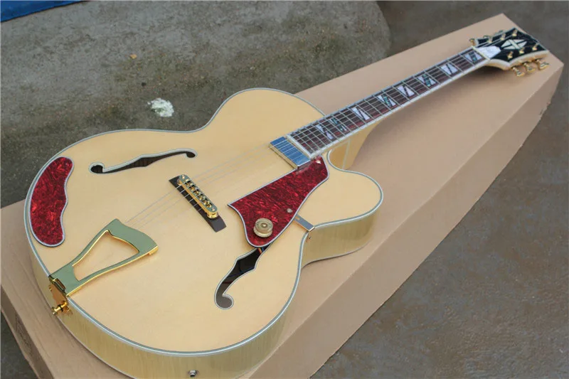 

free shipping New Top Quality musical instrument Natural maple Wood Color One Pickup L5 Hollow Body Jazz electric guitar 1117