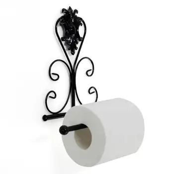 

1PC Vintage Black Paper Holder Iron Toilet Paper Roll Holder Bathroom Wall Mount Rack toilet paper holder