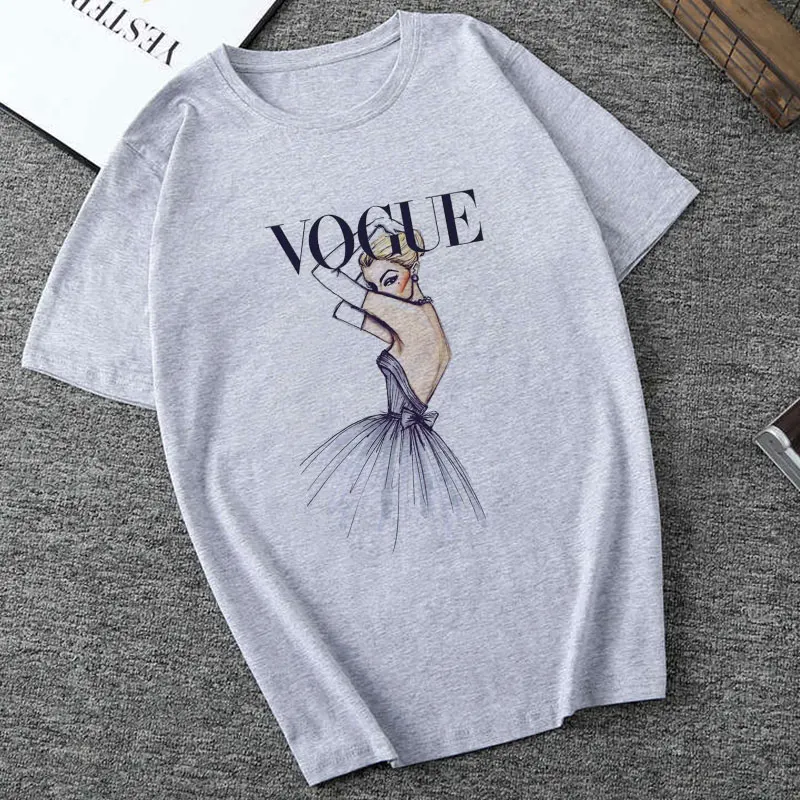 2019 Summer Letter Print Vogue T-shirt Gray Trend Element Pattern Harajuku Shirts Fashion Casual Cou
