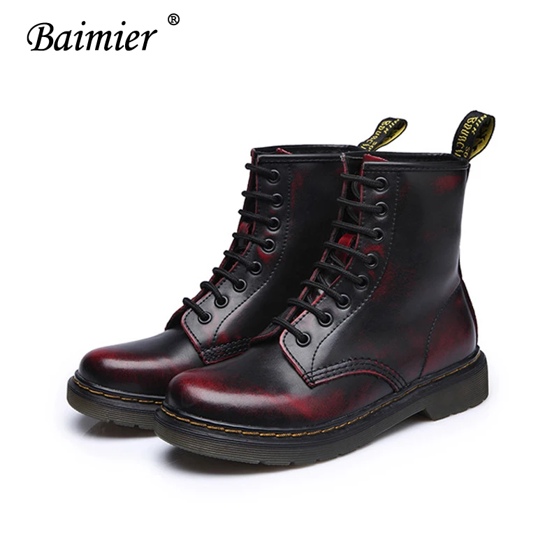 Черные женские ботинки из лакированной кожи Baimier зимние меховые теплые ботильоны