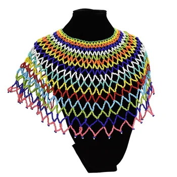 

Amazing African Cleopatra Necklace Women Statement Bohemian Resin Beaded Choker Necklaces Long Collier Ethnique Boheme Jewelry