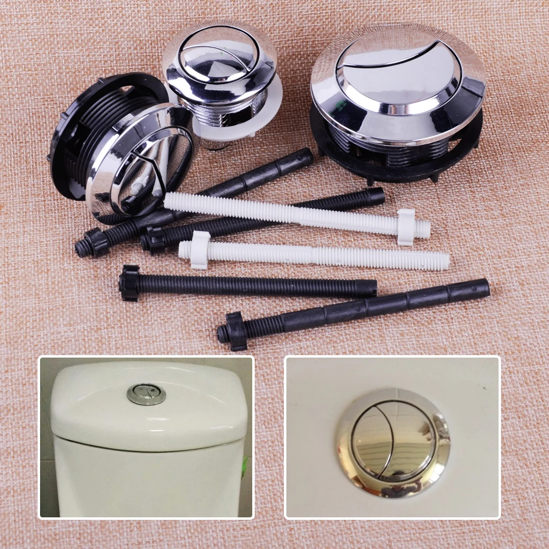 

38 /48 / 58mm Dual Flush Push Button Toilet Rod Skin Water Saving Chrome Plated ABS Tools Drop Shipping
