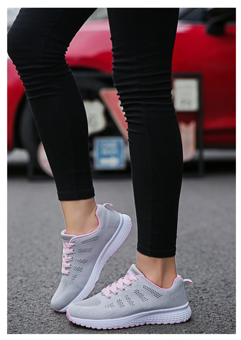 Модная дышащая прогулочная сетки на шнуровке кроссовки на плоской подошве Для женщин tenis feminino женская повседневная обувь