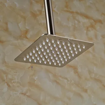 

Nickel Brushed 8" Square Rain Shower Head + Shower Arm Bathroom Sprayer