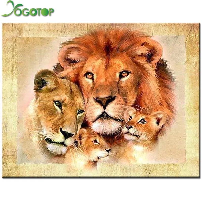 

lion family Diamond painting cross stitch full Diamond embroidery Europe Home decoration Square drill animal series AS137