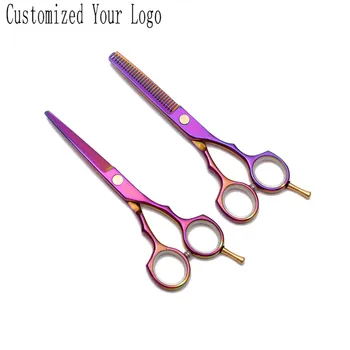 

C1104 5.5" 16cm Customized Logo Colorful Professional Hairdressing Scissors Cutting Scissors Thinning Shears Salon Hair Clippers