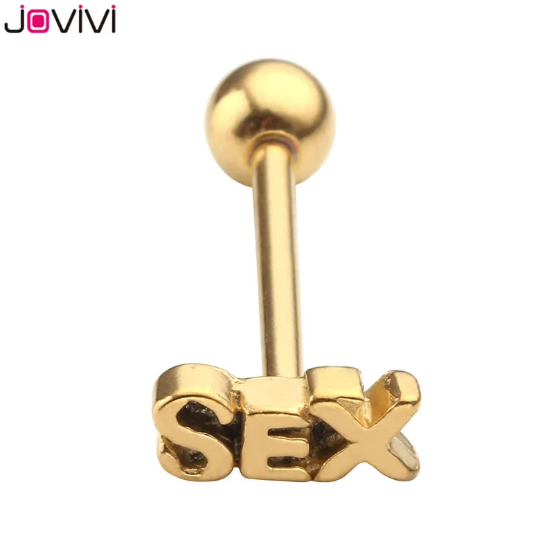 Jovivi 14Ga(1,6 мм) Percing Labret бар кольцо для губ из нержавеющей стали серебро/золото Секс взрывной леверированный язык ювелирные кольца для пирсинга