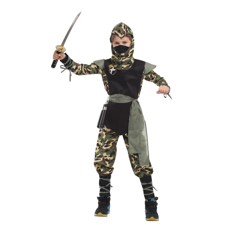 Детский Камуфляжный костюм ниндзя армейская солдатская униформа для мальчиков Хэллоуин Праздник Пурим карнавальный наряд