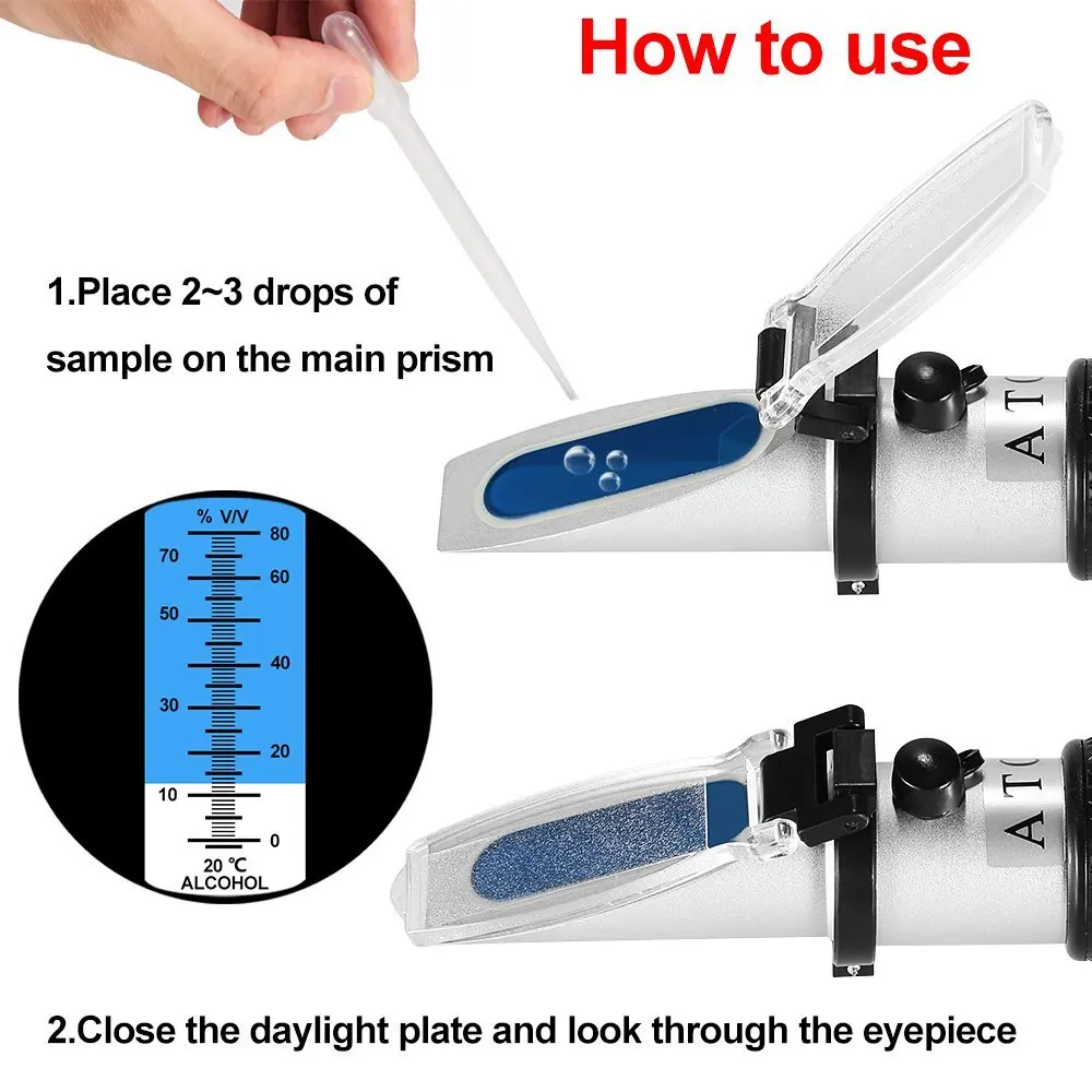 Новейший портативный ручной 0-80% Спирт рефрактометр ATC тестер для спирта спиртометр с автоматической температурной компенсацией