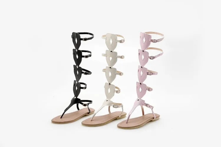 Gladiator Sandals Female Summer Beach Shoes 2018 New Flat Flip Flops Sweet Bohemian Sandals Shoes For Woman Plus Size 34-44 Pink (10)