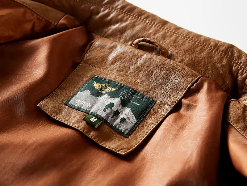 2019 Spring PU Leather Bomber Jackets Coats Business Stand Collar Brown Casual Fashion Cargo Military Jackets Coats Business (15)