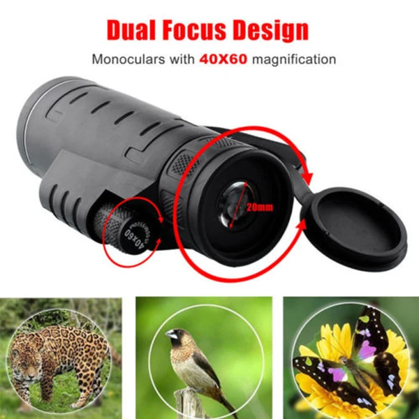 

40x60 Dual Focus Monocular Spotting Telescope kit Zoom Optic Lens Telescope Night Vision HD Prism for Travel bird watching