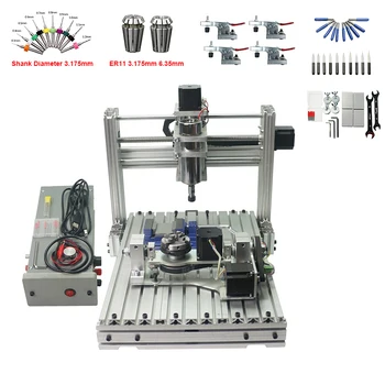 

3060 400W spindle 5 axis mini lathe cnc router engraver machine with free engraving cutters collet chuck clamps drilling bits