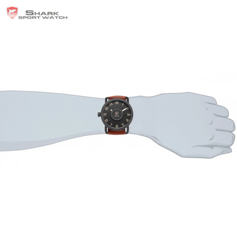 Caribbean Rough Shark Sport Watch Turntable Second Hand Fashion Brown Leather Band Quartz Relojes Hombre Creative Watches /SH523