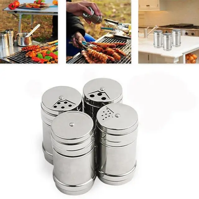 1Pc Stainless Steel Spice Shaker Jar Sugar Salt Pepper Herbs Toothpick Storage Bottle For Outdoor Camping Picnic BBQ