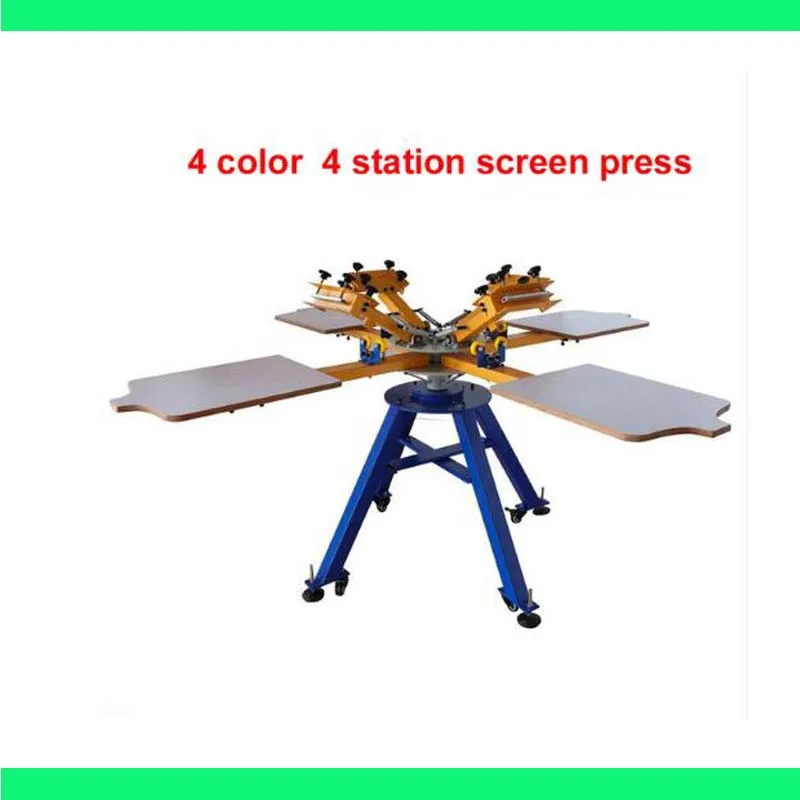 

Manual 4 color 4 station offset silk screen printing machine for T shirt printer equipment carousel