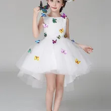 Детское платье с цветами и бабочками для маленьких девочек; детское элегантное платье подружки невесты для малышей; праздничное платье; vestido infantil; торжественное платье из тюля