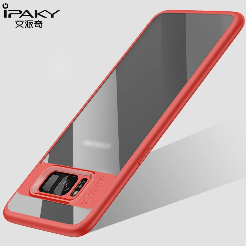 

iPaky For Samsung Galaxy S8 Plus Case Silicone Soft Frame Hard Transparent Back Cover S8 Phone Cases Cover Hybrid Armor Holster