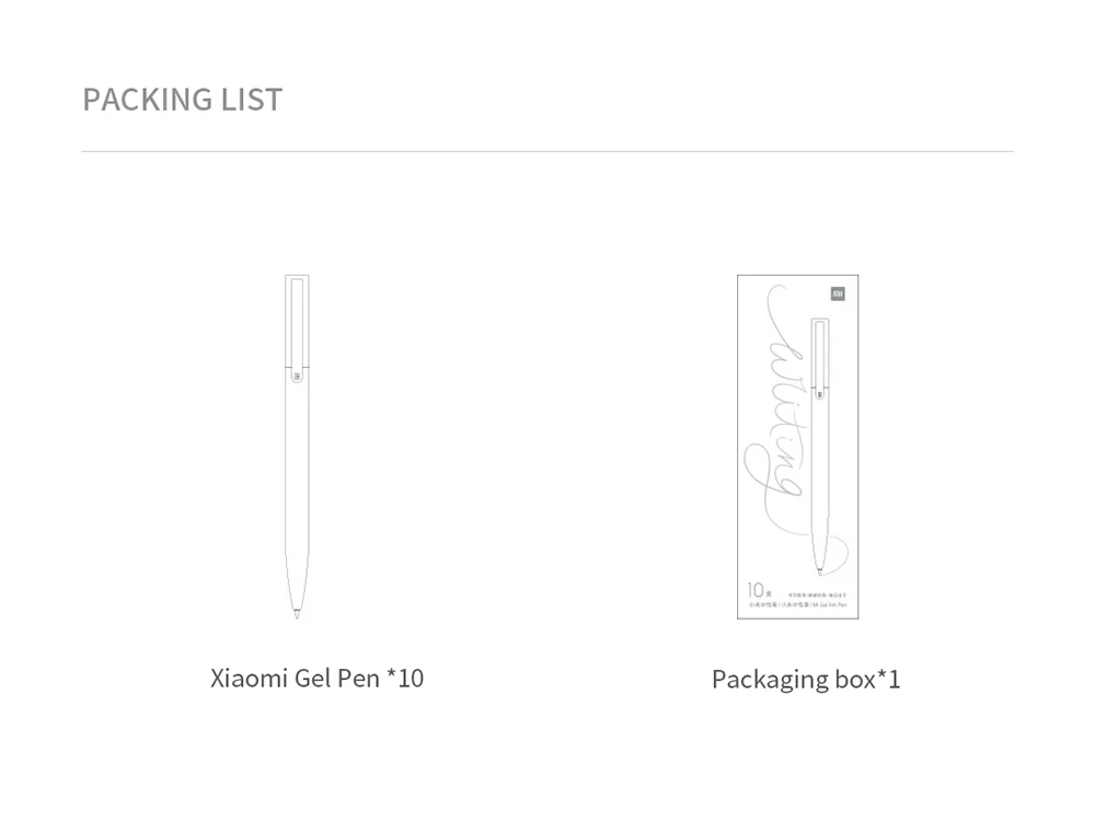 Новинка, 10 шт, Xiaomi mi, 0,5 мм, гелевая ручка, без колпачка, для письма, черные чернила, ручка, Япония, mi kuni, Швейцария, сменная ручка, быстро сохнет, Офисная ручка
