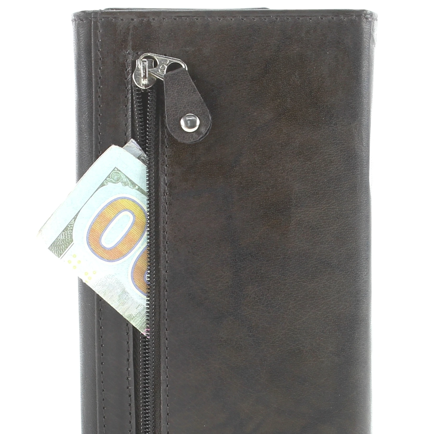 LEATHER CLUTCH WALLET AND CHECKBOOK HOLDER BROWN (5)