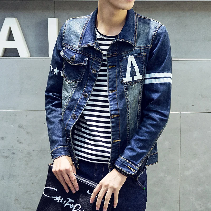 Spring Denim Jacket Men Printed Logo 
