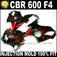 Литья под давлением комплекты для HONDA CBR 600 F4 зализах 1999 2000 CBR600 99 00 красный пламя в черный зализа комплект пластиковые детали Y3