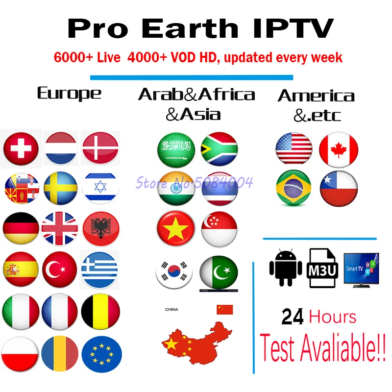 

2019 Earth Pro IPTV Subscription for Android Smart TV HD World Nordic Scandinavian Israel Jewish Hebrew Spain Dutch USA M3U