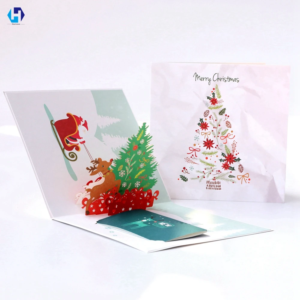Сердце Луна Счастливого Рождества ПРИВЕТСТВИЕ КАРТЫ 3D лазерная резка X'mas