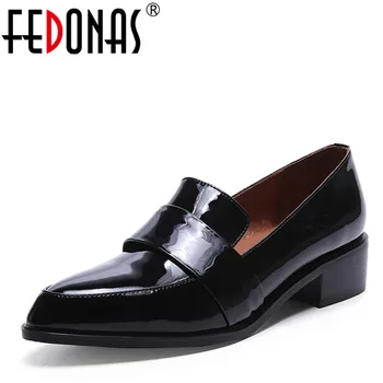 

FEDONAS High Quality Natural Cow Leather Simple Fashion Spring Autumn Women Genuine Leather Shoes Woman Punk Black Shoes Pumps