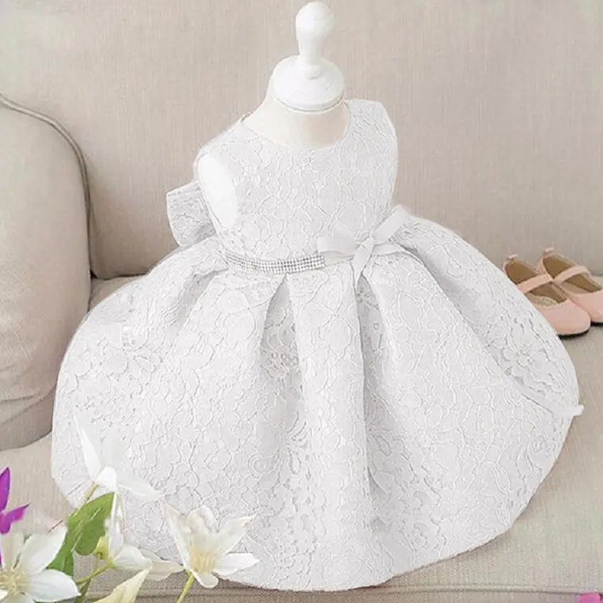 WHITE Flower Girl Dress Petals Wedding Bridesmaid Birthday Infant Toddler Party