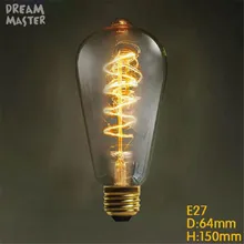 220V 240V Лофт Винтаж лампочки Эдисона ST64 спираль E27 электрические светильник накаливания 40W лампа накаливания подвесные лампы Эдисона