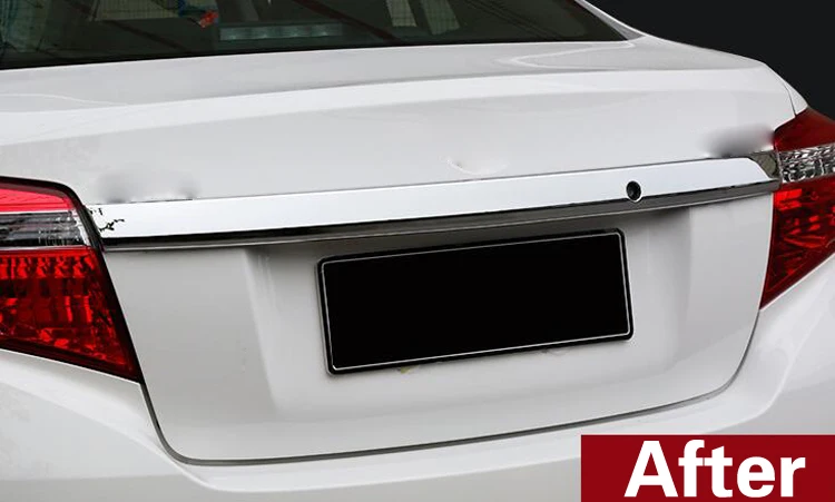 Автомобиль ABS хромированные сзади номерной знак Дверь верх задней двери тарелку отделкой лампы для Toyota Vios/Yaris/sedan